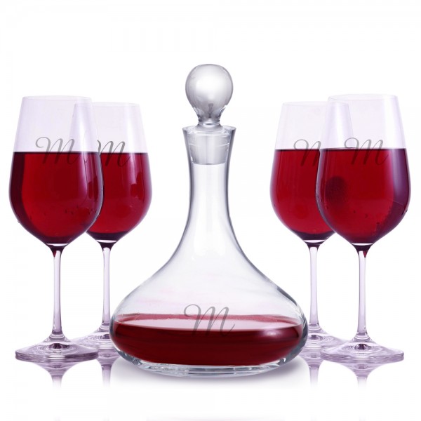Custom Mercury Wine Decanter 5 pc Stemmed Sets by Crystalize