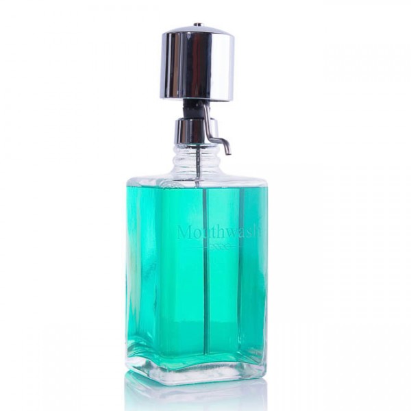 Lead Free Crystal Mouthwash Dispenser with Chrome Pump
