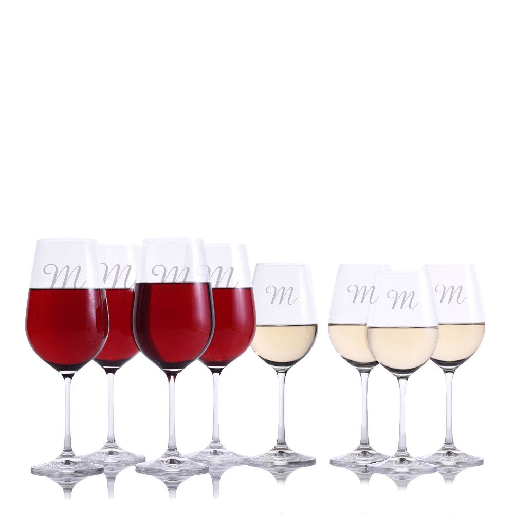 Engraved Crystalize Crystal Red & White Wine Glass 8pc. Set