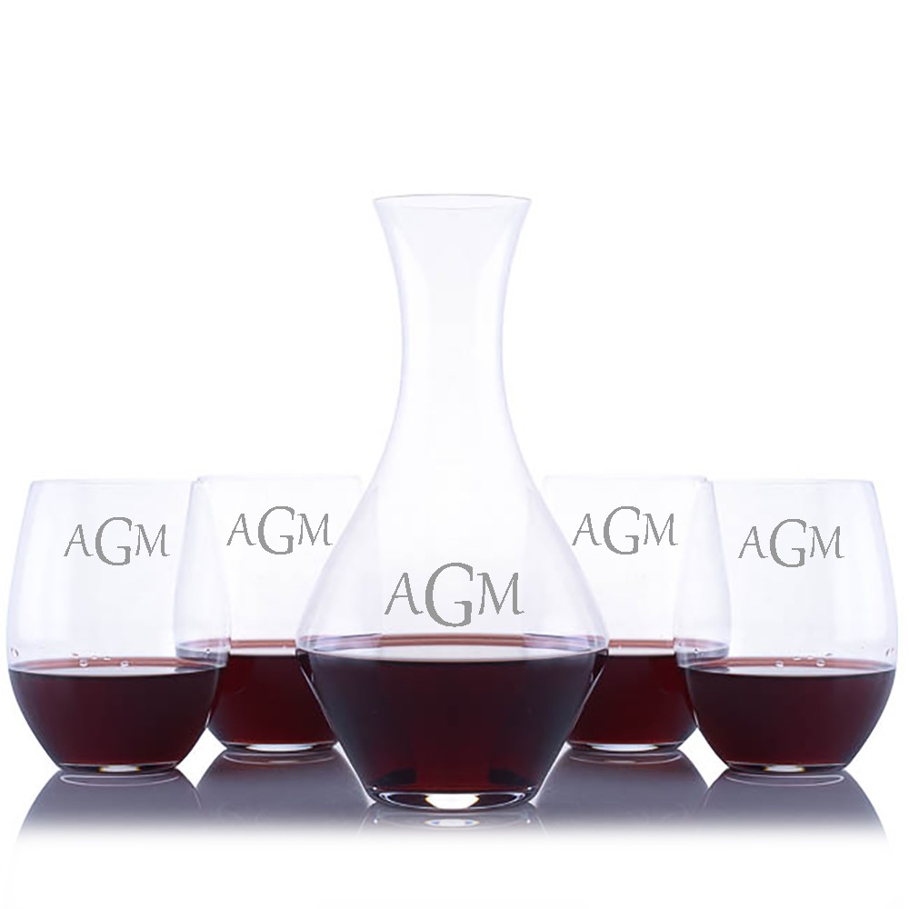 Custom Riedel Wine Decanter 5pc. Stemless Set