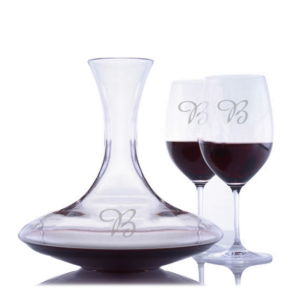 Custom Crystal Ultra Magnum Wine Decanter 3pc Stemmed Set by Riedel