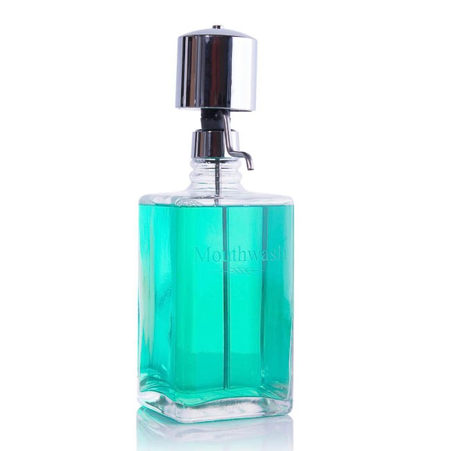Lead Free Crystal Mouthwash Dispenser with Chrome Pump