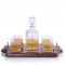 Cut Crystal Whiskey Decanter Wood Tray Set by Crystalize