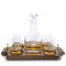  Ravenscroft Jefferson Engraved Liquor Decanter & 4 Single Malt Scotch Glasses Wood Tray Set