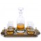 Ravenscroft Crystal Wellington Engraved Liquor Decanter & 4 Single Malt Scotch Glasses Wood Tray Set