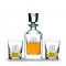 Custom Riedel Crystal Louis Whiskey Liquor Decanter and 2 Rocks Glasses