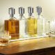 Liquor Decanter Bar Set with Chrome Pump Dispenser & Acrylic Tray Old English