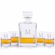 Engraved Bowie Liquor Decanter 5pc. Rocks Set By Crystalize