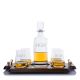 Hancock Liquor Decanter Scotch Wood Tray Set By Crystalize