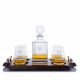  Crystal Liquor Decanter Scotch Wood Tray Set