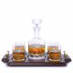 Ravenscroft Crystal Beveled Blade Engraved Whiskey Decanter & 4 DOF Tumblers Wood Tray St