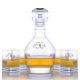 Engraved Ravenscroft Jefferson Decanter & 4 Double Old Fashioned Tumblers Set