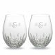 Custom Waterford Lismore Nouveau Stemless Deep Red Wine Glasses 2pc Set