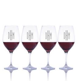 Personalized O Stemless Cabernet / Merlot Red Wine Glass 4pc. Gift Set by  Riedel