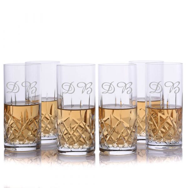 Crystalia Philadelphia Highball Glasses, Set of 6