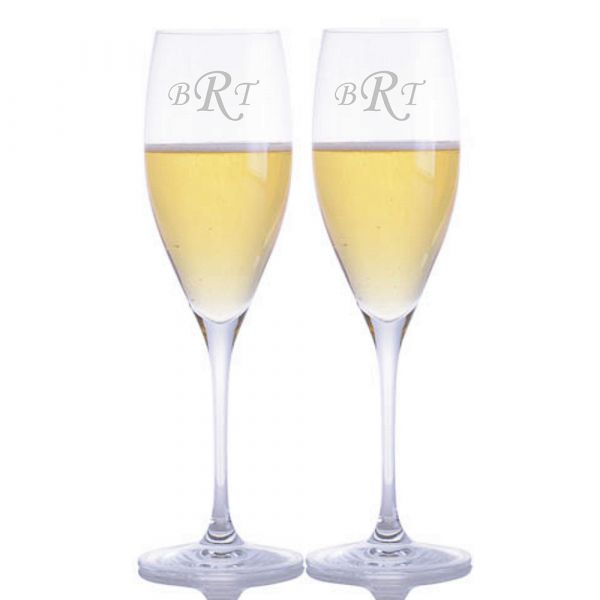 Engraved Pair of Champagne Flutes for Wedding & Anniversary | Custom Image | Gift