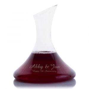 Lyrical Engraved Glass Wine Carafe with Handle