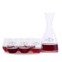 Custom Crystalize Eden Wine Decanter 7pc Stemless Set