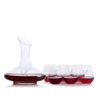 Custom Mozart Wine Decanter 7pc. Stemless Set by Crystalize