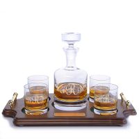 Ravenscroft Crystal Buckingham Decanter - Wood Tray Set 