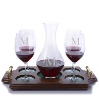 Riedel Cabernet Magnum & Stemmed Glasses Wood Tray Set