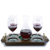 Riedel Cabernet Decanter & Stemmed Glasses Wood Tray Set